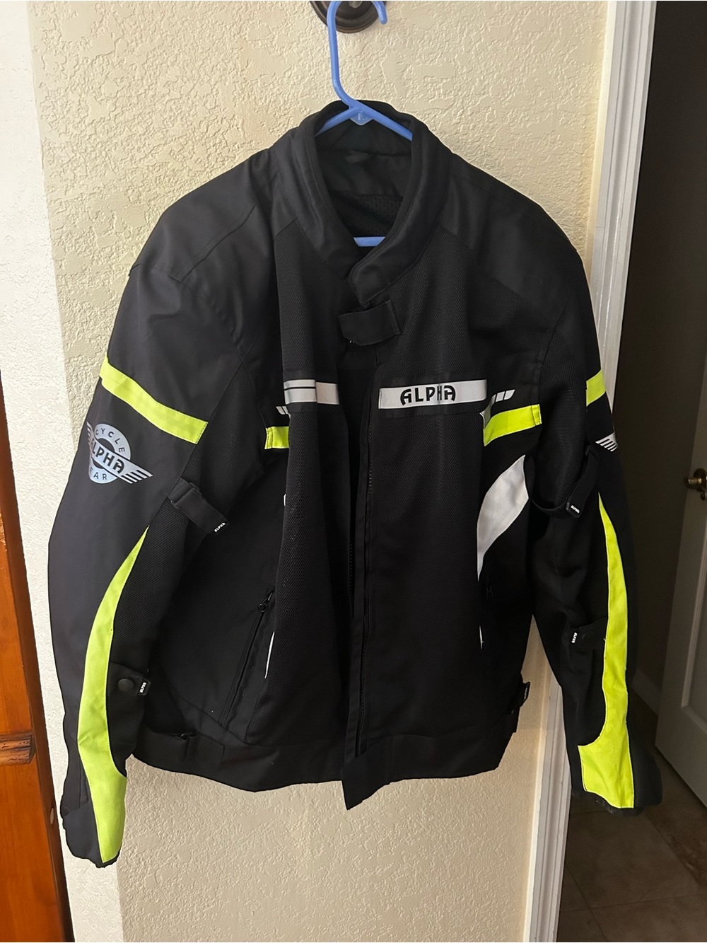 Alpha Cycle Gear Men's Black High-Visibility Motorcycle Jacket